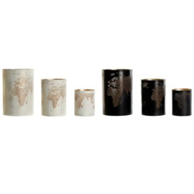 DKD Home Decor Set of Tealight Holders White Black Metal 15 x 15 x 22 cm (2 Units)