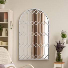 "The Arcus - 'Off' White Metal Framed Arched Leaner or Wall Mirror 49"" X 30"" (125CM X 75CM)"