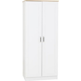 Seconique 2 Door Wardrobe, Engineered Wood, White/Oak Effect, W 800mm x D 535mm x H 1875mm