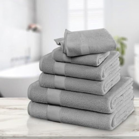 GC GAVENO CAVAILIA Bamboo Hand Towels 2 Pack - 500 gsm Highly Absorbent Towels For Bathroom (50x80 Cm) - 60% Bamboo, 40% Cotton Towels Bale Extra Soft - Silver