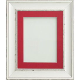 Frame Company Brooke Antique White Photo Frame, Red Mount, 10x8 for 7x5 inch, fitted with perspex