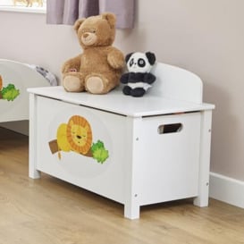 Liberty House Toys Kid's Wooden Jungle Toy Box, White