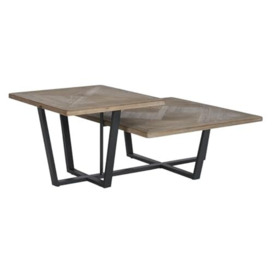 Home ESPRIT Coffee Table Black Natural Metal Fir Wood 118 x 78 x 45 cm