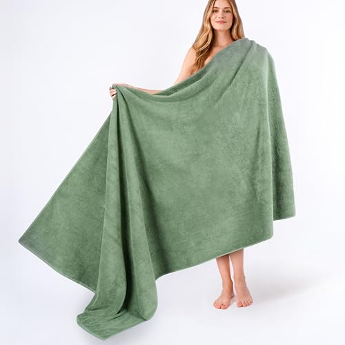American Soft Linen Cotton Jumbo and Oversized Bath Towels in 15 Colors Options & Styles, Useful for Everywhere, Premium Quality (Sage Green, Oversize Bath Towel 40x80)