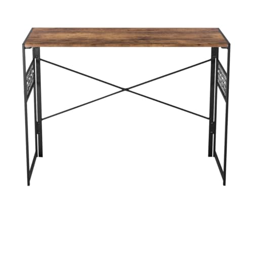 FurnitureR Computer Workstations, Laptop Folding Desk, Iron Mesh with 8 S-Hooks, MDF & Metal Frame, Portable Desk for Home Office, Writing Table for Living Room, Bedroom, Dormitory, 100x50x72cm
