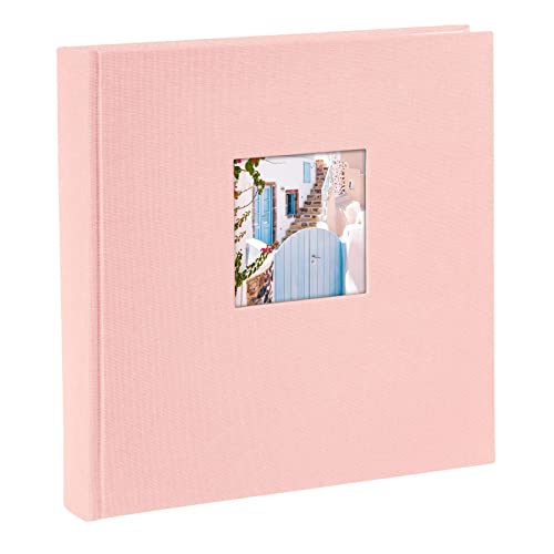 goldbuch Bella Vista Ros?? 24 822 Photo Album with Picture Cut-Out, Memory Album in Format 25 x 25 cm, Photo Album 60 White Pages with Glassine Dividers, Photo Book with Linen Cover, Baby Pink