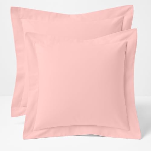 Cotton Metrics Heavy Quality European Square Pillow Shams Set of 2 Blush Pink 800TC 100% Organic Cotton Euro Pillow Shams 28x28 Pillow Cover, Cushion Cover Euro Size (Euro 28x28, Blush Pink)