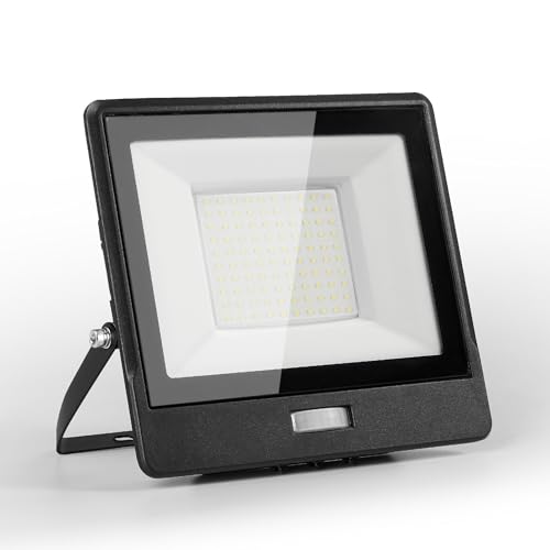 HARPER LIVING PIR Outdoor Floodlight, Flood & Spot Lighting IP65 Waterproof LED, 6500K Cool White, 50W Security Lights with Motion Sensor, Super Bright 4300 Lumen, Perfect for Garage Garden Pathway