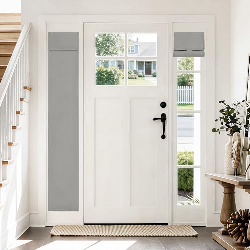Vatge Side Door Curtains for Door Windows, Tie-up, Window Cover, Room Darkening, Privacy Screen for Side Light/Hallway, 1 Panel, W 30.5 x L 70 cm, Silver Grey