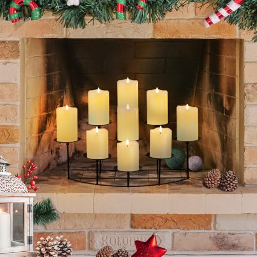 Candeldo Candelabra Black Candle Holder: Metal Pillar Candle Holders for Inside Fireplace Mantle Decor Floor Candelabras Candles Stand Table Centerpiece