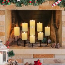 Candeldo Candelabra Black Candle Holder: Metal Pillar Candle Holders for Inside Fireplace Mantle Decor Floor Candelabras Candles Stand Table Centerpiece