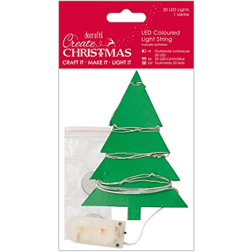Create Christmas 20 LED Light String, Multi Coloured, Xmas Crafts, Card Making, Scrapbooking, Gifts, Battery Operated Fairy String Lights, Bedroom, Wedding Decor, Party, Christmas, Mini Decoration