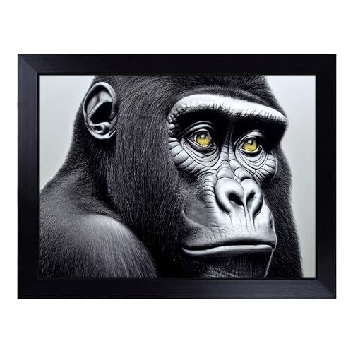 Lap Tray with Bean Bag Cushion, Astonishing Gorilla - Handmade in the UK, Raised Wooden Edge, Padded Cushion, Heat-Resistant Wipe-Clean Surface, for Meals, Laptops and Crafts