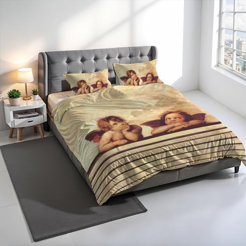 SD59 Digital Print Duvet Cover Set, 100% Cotton, Made in Italy, Double Bed Duvet Cover Set 250 x 200 cm+2 Pillowcases 50 x 80 cm