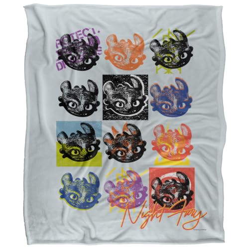 Toothless Lino Print Squares Silky Touch Super Soft Throw Blanket 152 X 127 Cm