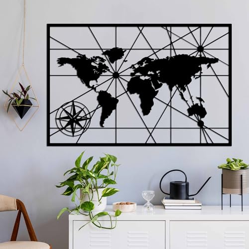 Stylish Black Decorative Metal Wall Accessory, 74 x 49 cm, 100% Metal, 1.5 mm Thickness, Perfect for Modern Home Decor & Art Display