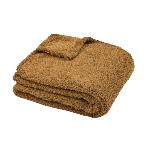 STOF - Blanket - Size 180 x 220 cm - 100% Polyester - Camel - Montreal Model - Blanket - Soft Warm Fluffy Plain