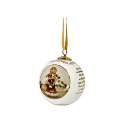 Goebel 2023 Christmas Hanging Ball Made of Porcelain with Real Gold Plating, Height: 8 cm, 66-501-66-1
