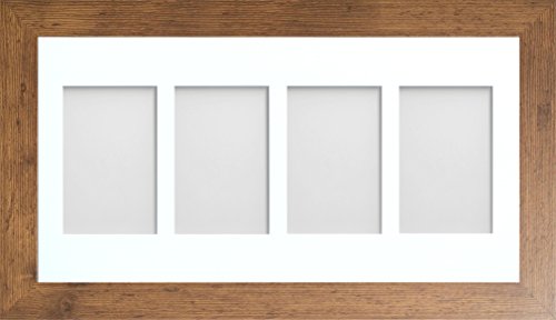 Frame Company Watson Rustic Multi-Aperture Photo Frame with Mount, 20x10 for 6x4 (x4 P) * Choice of Frame Colour and Mount Design* NEW