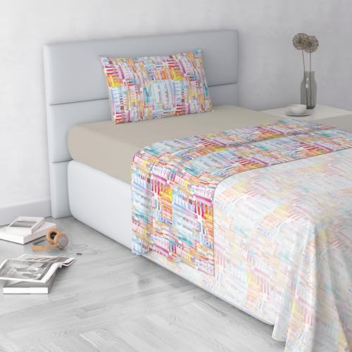 Francis Fashion Bed Sheet Set, Made in Italy, Soft Microfibre Bed Set, Fitted Sheet, Top Sheet 150 x 270 cm and Pillowcase with Inner Flap, Single, Francis