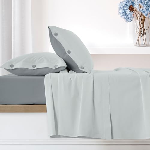 Ruggeri - Complete Bed Set Cotton Soft and Breathable - 2 Pillowcases + 1 Fitted Sheet + 1 Top Sheet - Everyday Collection (Grey, Double)