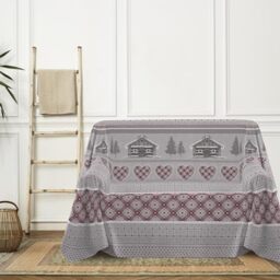 PENSIERI DELICATI Sofa Cover 180 x 290 cm, Made in Italy, 100% Pure Cotton, Red Chalet Pattern, Ideal as a Furniture, Sofa or Summer Bedspread (Single Bed)