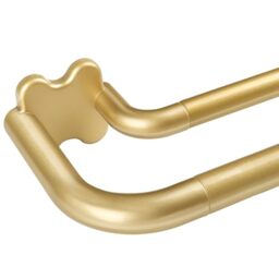 USFOOK Gold Double Curtain Pole 80 to 150 cm, 19 mm Blackout Curtain Poles for Eyelet Curtains, Double Layered Curtain Pole with Curved Ends
