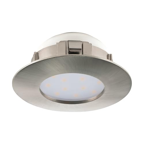 EGLO Pineda LED Recessed Spotlight, Plastic LED Spotlight, LED Recessed Light in Nickel Matt, Flat LED, Diameter 7.8 cm