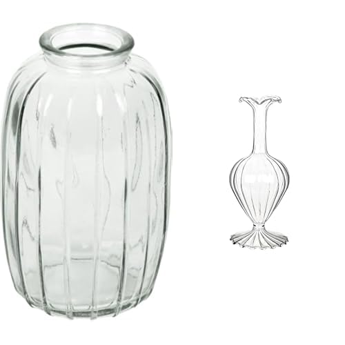 Talking Tables Clear Glass Bud Vase for flowers, s & Clear Glass Bud Vase for Flowers Height 19cm- Tape Table Decor Bundle