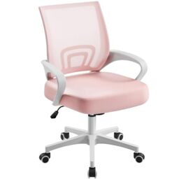 Yaheetech Ergonomic Chair Mesh Swivel Lumbar Support Adjustable Desk Pink