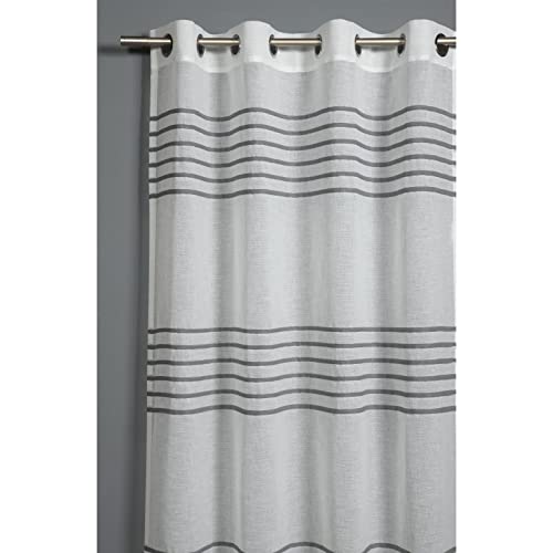 Gardinia Eyelet Curtains 3D Stripe Sheer Eyelet Curtains Grey 140 x 245 cm