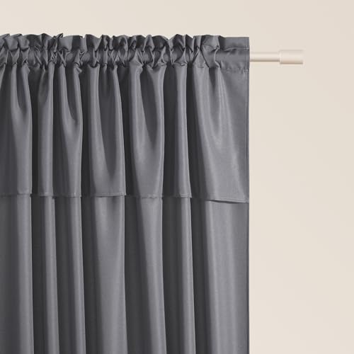 ROOM99 Mia Curtain with Ruffle Tape, 140 x 250 cm, Width x Height Sliding Curtains, Modern Curtain, Living Room, Bedroom, Dark Grey, Pack of 1