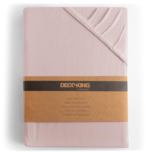 DecoKing Fitted Sheet Super King 100% Combed Cotton Soft Jersey Bed Sheet 160x200-180x200 cm Lilac Amber