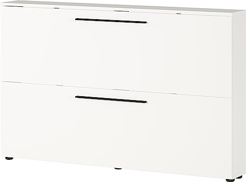 Germania shoe rack 2576-84 GW-Utah, in white, with space for 12 pairs of shoes, shallow depth, ideal for narrow corridors, 140 x 85 x 19 cm (WxHxD)