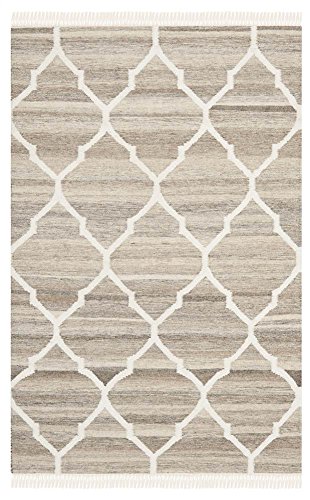 Safavieh Moroccan Boho Tribal Indoor Flatweave Rectangle Area Rug, Natural Kilim Collection, NKM317, in Light Grey / Ivory, 122 X 183 cm for Living Room, Bedroom or Any Indoor Space