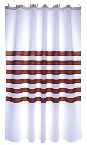 MSV Shower curtain Premium 180x200cm Linie brown