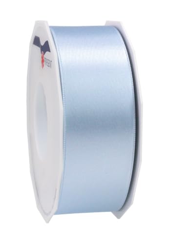 PR??SENT C.E. Pattberg SATIN light blue gift ribbon, 27 yards for Wrapping Gifts, 1.6 inches width, Ribbon for Decorating & Crafting, Decorative Ribbon for Gifts, for every occasion