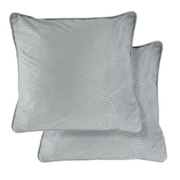 Emma Barclay Midnight - Soft Plush Velvet Cushion Cover with Geometric Design (Silver)