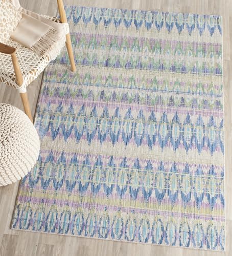 Safavieh Craft Art-Inspired Indoor Woven Rectangle Area Rug, Valencia Collection, VAL220, in Purple / Multi, 122 X 183 cm for Living Room, Bedroom or Any Indoor Space