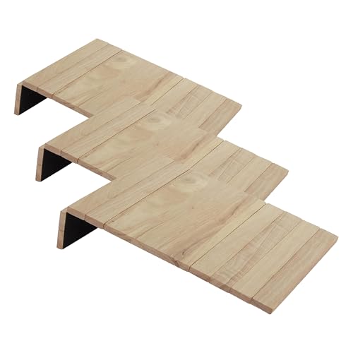 apollo THE HOUSEWARE BRAND Flexible Sofa Tray, Holder, Hevea Wood, Perfect for Wine or Snacks, Arm Chair Media Holder, Natural (Pack of 3)