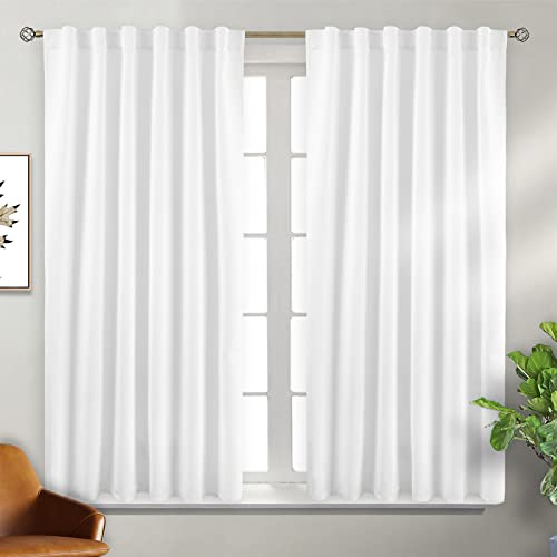 BGment Rod Pocket and Back Tab Blackout Curtains for Bedroom - Thermal Insulated Room Darkening Curtains for Living Room, Set of 2 Panels (52 x 54 Inch, Pure White)