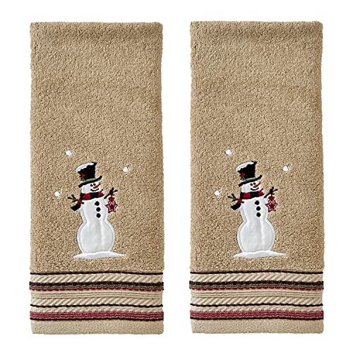 SKL Home by Saturday Knight Ltd. Rustic Plaid Snowman Hand Towel (2-Pack), Wheat