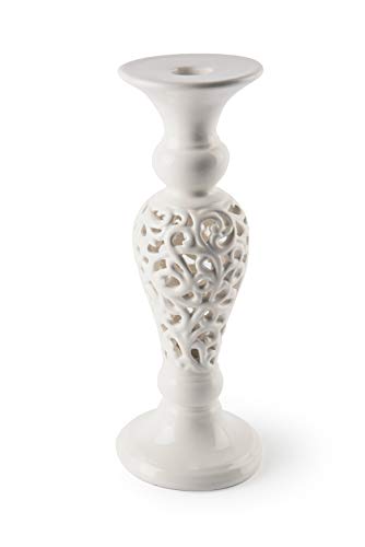 Excelsa White Home Candle Holder, White, Height 25 cm