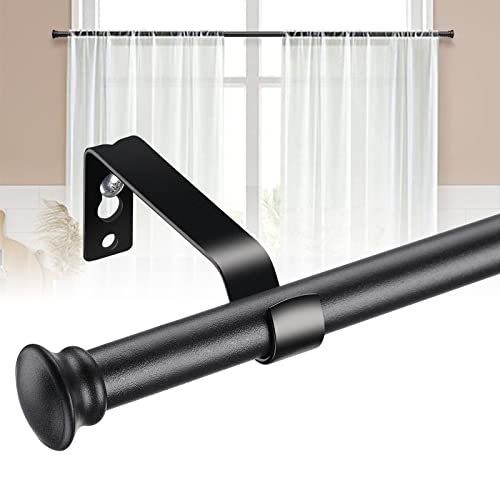Curtain Rods for Windows 28 to 50 Inch - 5/8??? Heavy Duty Curtain Rod Set - Decorative Cafe Drapery Rods with Brackets for Kitchen,Bathroom,Sliding Door - Matte Black