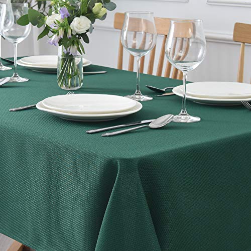 maxmill Square Jacquard Tablecloth Water Resistance Antiwrinkle Spill Proof Textured Table Cloth, Fabric Table Cover for Buffet Banquet Parties Event Holiday Dinner, 70 x 70 Inch, Hunter Green