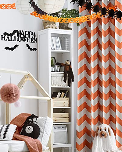 Melodieux Fashion Chevron Curtains for Living Room Dining Room, Darkening Blackout Grommet Top Window Drapes Soundproof Thermal Insulated for Bedroom, 84 Inches Long, 52 by 84 Inch, Orange (1 Panel)