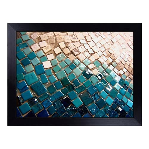 Lap Tray with Bean Bag Cushion, Mosaic Tiles - Handmade in the UK, Raised Wooden Edge, Padded Cushion, Heat-Resistant Wipe-Clean Surface, for Meals, Laptops and Crafts