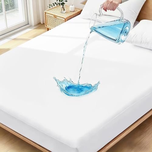 RUILI Premium Mattress Protector, Hypoallergenic Waterproof Dust Mite Proof Super Soft Bed Cover (King (7880+16''))