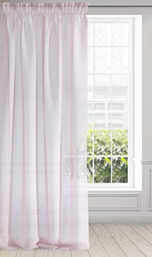 Eurofirany Smooth Etamine Ruffle Tape Curtains Transparent Elegant Glamour Bedroom Living Room Lounge, Fabric, Pink, W55” x L106”