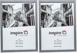 Hampton Frames ZURICH Quality Wood Poster Certificate Photo Frame Acrylic (Non Glass) Grey A3 (30x42cm) ZURA3GRY (Pack of 2)